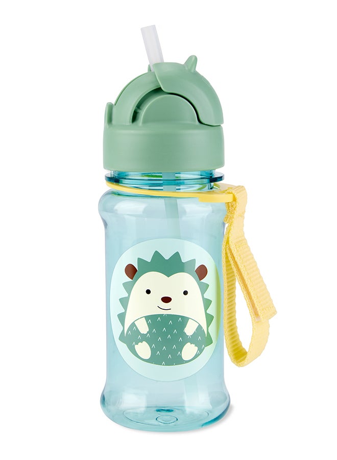 سكيب هوب Zoo Straw Bottle Hedgehog - Kids Water Bottle with Flip-Down Straw and Silicone Sleeve  - Image 2