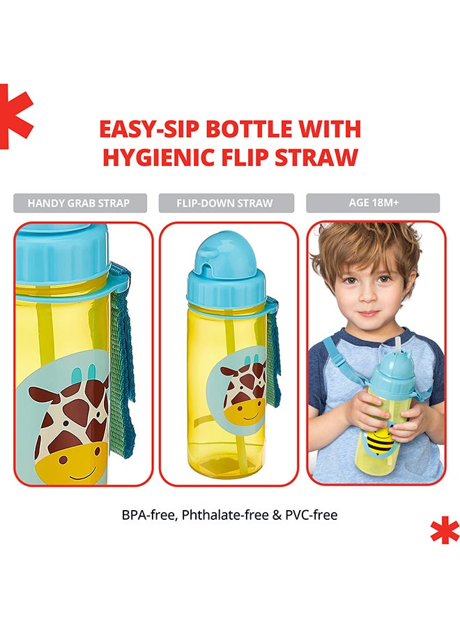 سكيب هوب Zoo Straw Bottle Hedgehog - Kids Water Bottle with Flip-Down Straw and Silicone Sleeve  - Image 5