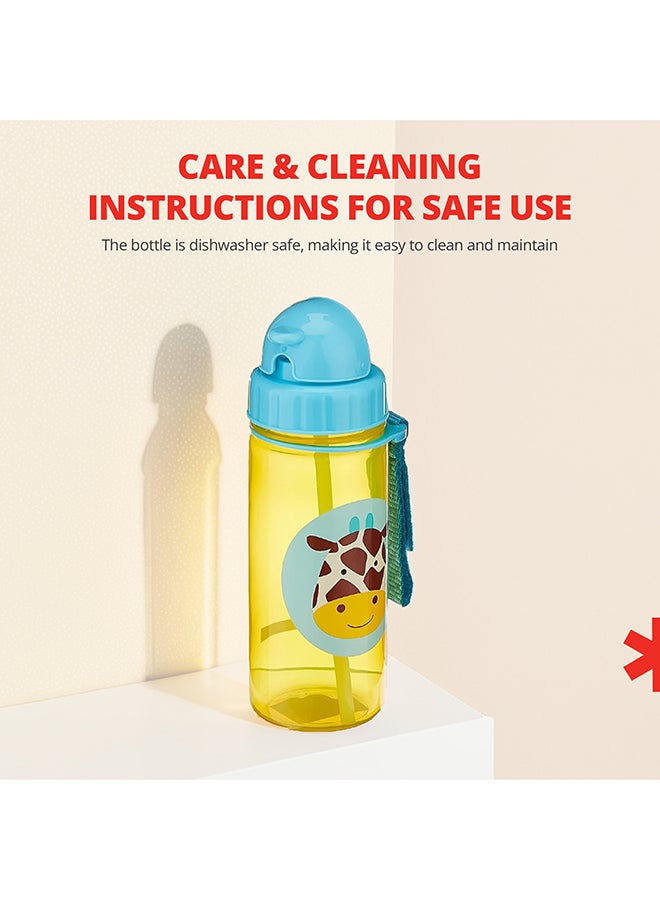 سكيب هوب Zoo Straw Bottle Hedgehog - Kids Water Bottle with Flip-Down Straw and Silicone Sleeve  - Image 4