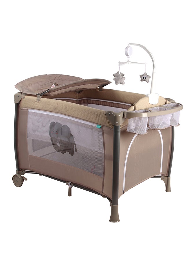 Moon JoypodPlaypen Diaper with Changer, Musical Toy & Lockable Wheels-Beige - Image 1