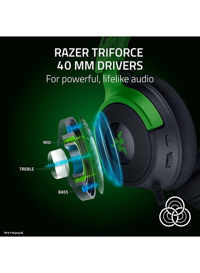 RAZER Kraken V4 X Wired Gaming Headset: 40 mm Drivers, Cardioid Mic, Memory Foam Cushions, Chroma RGB Lighting, Type C & Type A Cable, for PC, Mac, PS5, Nintendo Switch - Minecraft Edition  - Image 3