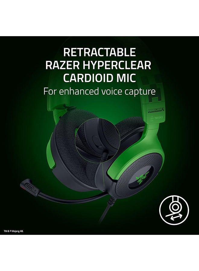 RAZER Kraken V4 X Wired Gaming Headset: 40 mm Drivers, Cardioid Mic, Memory Foam Cushions, Chroma RGB Lighting, Type C & Type A Cable, for PC, Mac, PS5, Nintendo Switch - Minecraft Edition  - Image 4