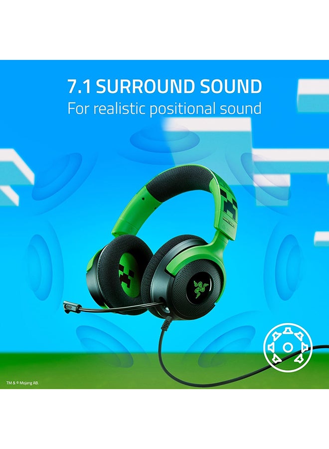 RAZER Kraken V4 X Wired Gaming Headset: 40 mm Drivers, Cardioid Mic, Memory Foam Cushions, Chroma RGB Lighting, Type C & Type A Cable, for PC, Mac, PS5, Nintendo Switch - Minecraft Edition  - Image 2