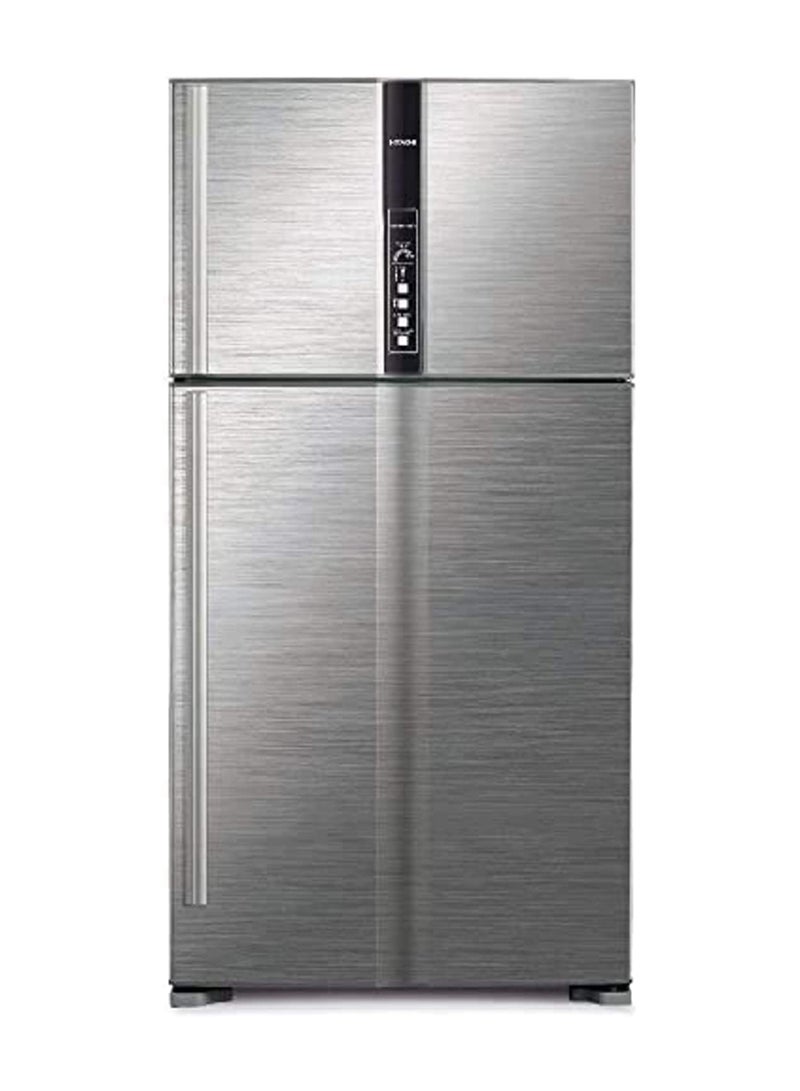 HITACHI 990L Gross Top Mount Double Door Premium Refrigerator, 10 Year Warranty on Inverter Compressor, 2 Doors Fridge, Dual Fan Cooling, LED Panel, Twist Ice Tray 452.6 kW RV990PUK1K1BSL Brilliant Silver - Image 1