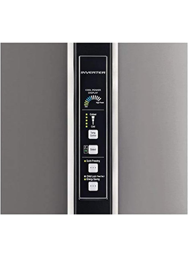 HITACHI 990L Gross Top Mount Double Door Premium Refrigerator, 10 Year Warranty on Inverter Compressor, 2 Doors Fridge, Dual Fan Cooling, LED Panel, Twist Ice Tray 452.6 kW RV990PUK1K1BSL Brilliant Silver - Image 3