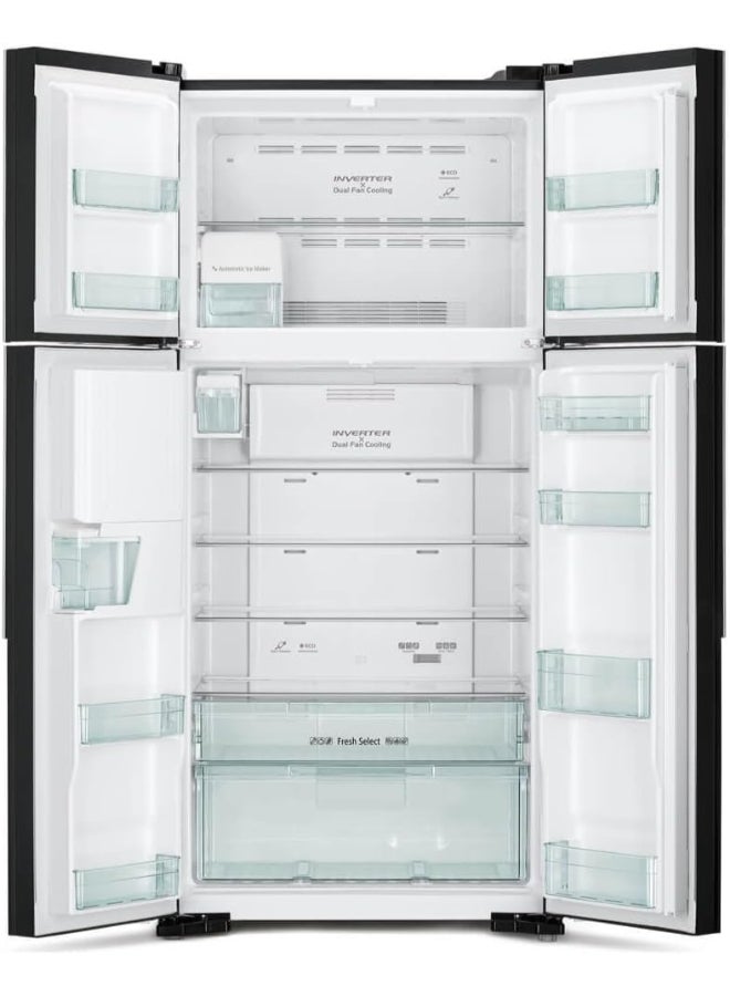 هيتاشي ثلاجة بريموم 4 أبواب سعة 760 لتر (إجمالي) و540 لتر (صافي) بجانب بعضها، ضمان 10 سنوات على ضاغط العاكس، ثلاجة بدون صقيع، تبريد بمروحتين، صينية ثلج قابلة للتحريك. - Image 3