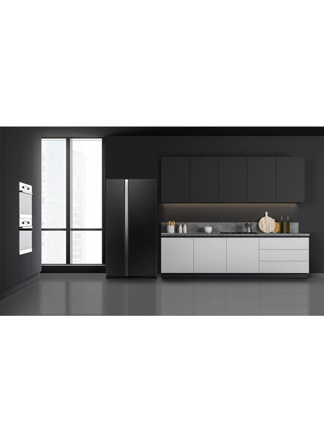 هيتاشي 700L Gross Side by Side 2 Door Refrigerator No Frost, 10 Year Warranty on Inverter Compressor, Dual Fan Cooling, LED Control Panel, Twist Ice Maker, Door Alarm RS700PUK04GBK Glass Black  - Image 4