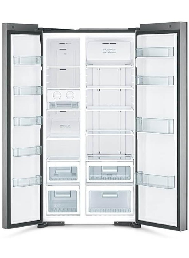 HITACHI 700L Gross Side by Side 2 Door Refrigerator, 10 Year Warranty on Inverter Compressor, No Frost Fridge, Dual Fan Cooling-Quick Freezing-LED Panel-Easy Twist Ice Maker RS700PUK04GS Glass Silver - Image 5