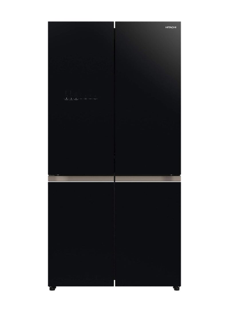 HITACHI 720L Gross Side by Side 4 Door Premium Refrigerator,10 Year Warranty on Inverter Compressor, French Door Fridge Dual Fan Cooling, Automatic Ice Maker-Quick Freezing RWB720VUK04GBK Glass Black - Image 1
