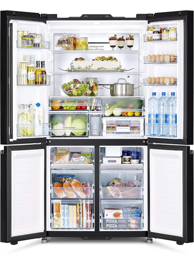 HITACHI 720L Gross, Net 514L, Side by Side 4 Door Refrigerator, 10 Year Warranty on Inverter Compressor, French Door Fridge, Dual Fan Cooling, Automatic Ice Maker RWB720VUK04GMG Glass Mauve Grey - Image 2