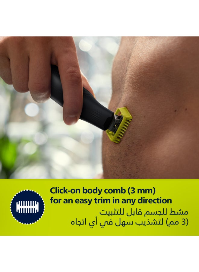 فيليبس OneBlade Pro Face + Body shaver with skin guard,12-length precision comb, cordless, wet & dry use -QP6542/10 - Image 5