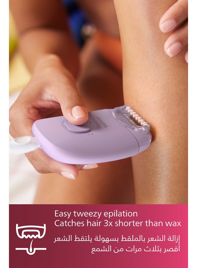 Philips Corded Epilator with shaving head and massage cap-BRE237/00 Lavender - Image 3