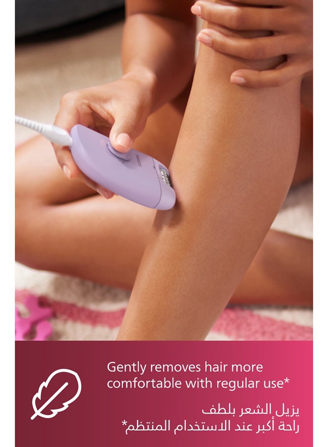 Philips Corded Epilator with shaving head and massage cap-BRE237/00 Lavender - Image 4