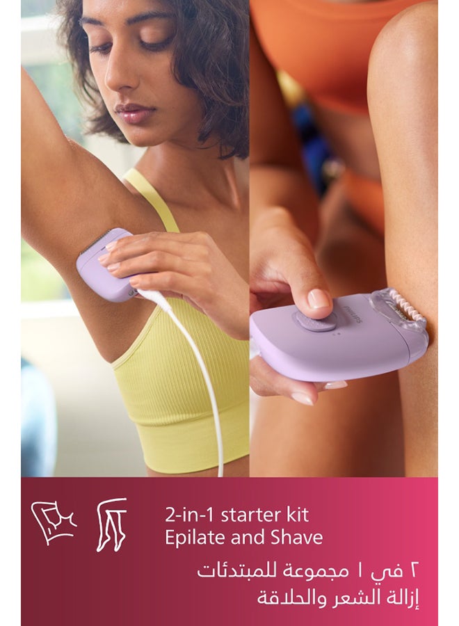Philips Corded Epilator with shaving head and massage cap-BRE237/00 Lavender - Image 5