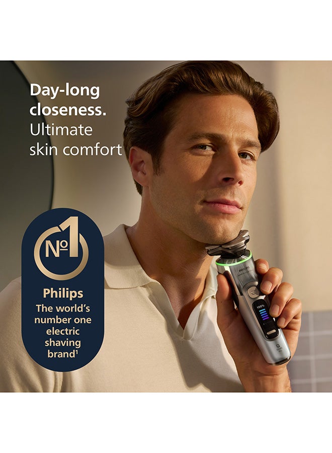 فيليبس i9000 برستيج ألترا ماكينة حلاقة XP9404/31 | رطب وجاف | حلاقة شديدة القرب براحة | 5 أوضاع | نظام تنظيف سريع | حامل شحن مضيء | حتى 60 دقيقة لاسلكيًا | حقيبة سفر - Image 3
