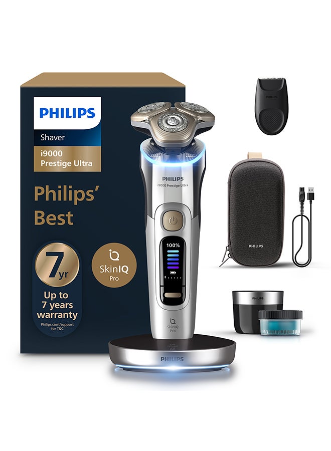 فيليبس i9000 برستيج ألترا ماكينة حلاقة XP9404/31 | رطب وجاف | حلاقة شديدة القرب براحة | 5 أوضاع | نظام تنظيف سريع | حامل شحن مضيء | حتى 60 دقيقة لاسلكيًا | حقيبة سفر - Image 1