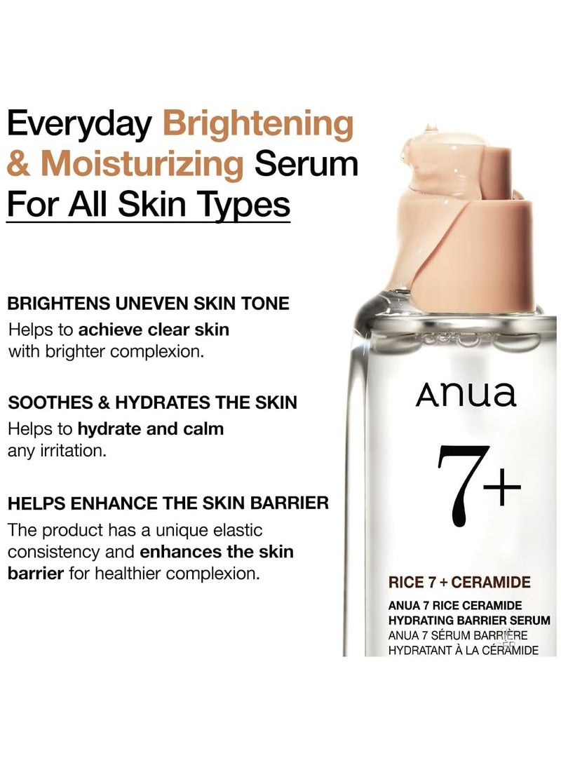 Anua Rice Ceramide 7 Hydrating Barrier Serum, Brightening, Hydrating Serum for Face, Rice, Hyaluronic Acid, Niacinamide, Fragrance-free, Non comodogenic, Glass Skin, Korean Skin Care 50mlml - Image 2
