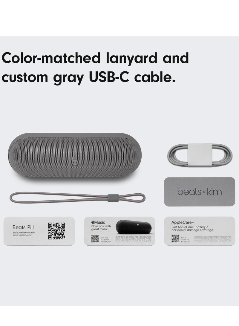 Pill Gen3 Kim Kardashian - Wireless Bluetooth Speaker and Portable Charger via USB-C - Up to 24 Hours Battery Life, IP67 Water Resistant, Apple & Android Compatible, Built-in Mic – Dark Grey