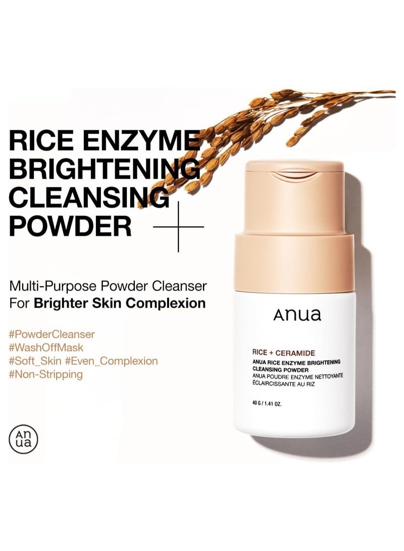 Anua ANUA Rice Enzyme Brightening Cleansing Powder, Rice Mask, Ceramide, Gentle Face Wash for Brightening, Radiant Skin, Facial Cleanser for Dry Skin, Korean Skincare, Fragrance Free, 40g/1.41fl.oz. 40ggrams  - Image 3