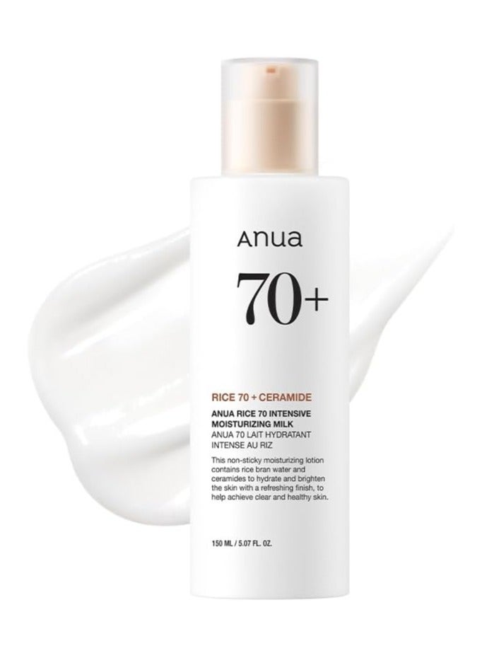 Anua ANUA Rice 70 Intensive Moisturizing Milk, Lotion for Deep Hydration and Nourishing, Glowy Glass Skin, Rice Water, Niacinamide, Ceramides, Lightweight, Korean Skincare, 150ml/ 5.07 fl.oz. 150mlml  - Image 1