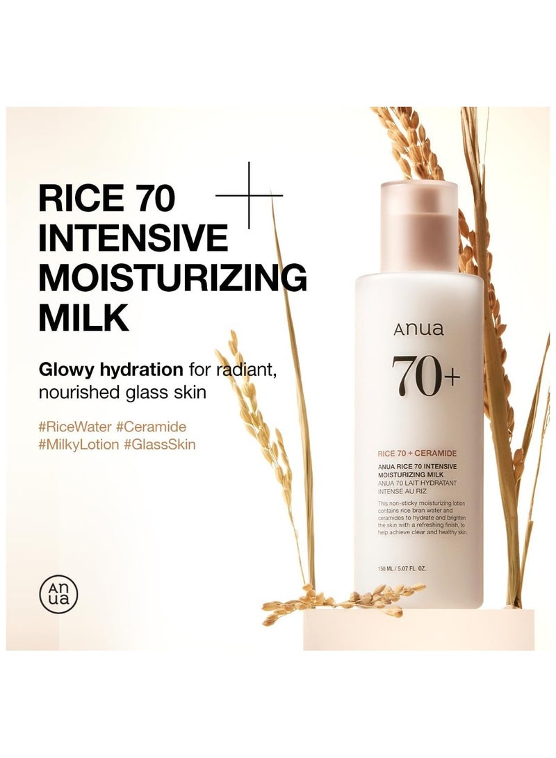 Anua ANUA Rice 70 Intensive Moisturizing Milk, Lotion for Deep Hydration and Nourishing, Glowy Glass Skin, Rice Water, Niacinamide, Ceramides, Lightweight, Korean Skincare, 150ml/ 5.07 fl.oz. 150mlml  - Image 4