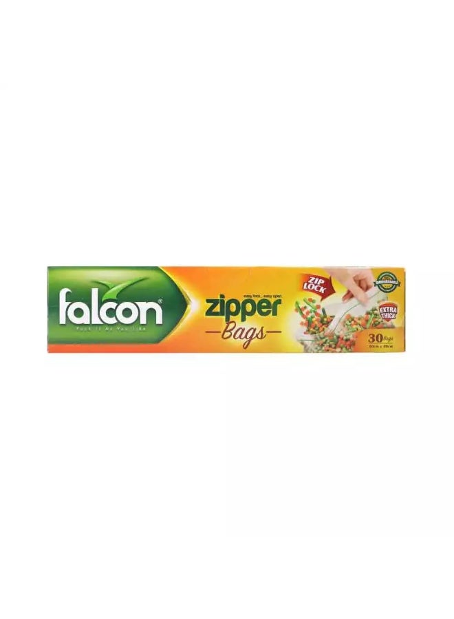 Falcon Zipper Freezer Bags Easy Lock Easy Open Oxo Biodegradable- 30 Bags Transparent 30X40 cmcm - Image 1