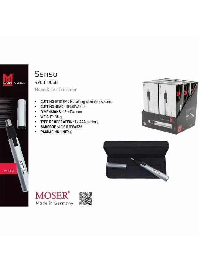 MOSER Senso Nose and Ear Trimmer- Silver - Image 3