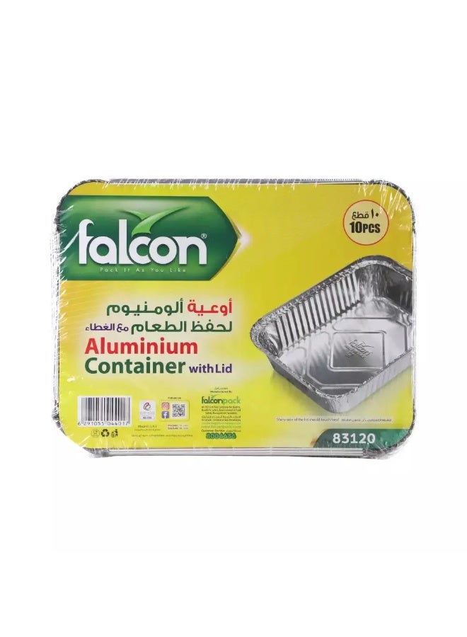 Falcon Aluminium Food Containers with Lid - 10pcs Silver 23X17 cmcm - Image 1