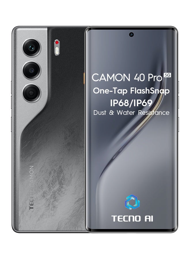 تكنو Camon 40 Pro Dual SIM Galaxy Black 12GB RAM 256GB 5G - Middle east Version - Image 1