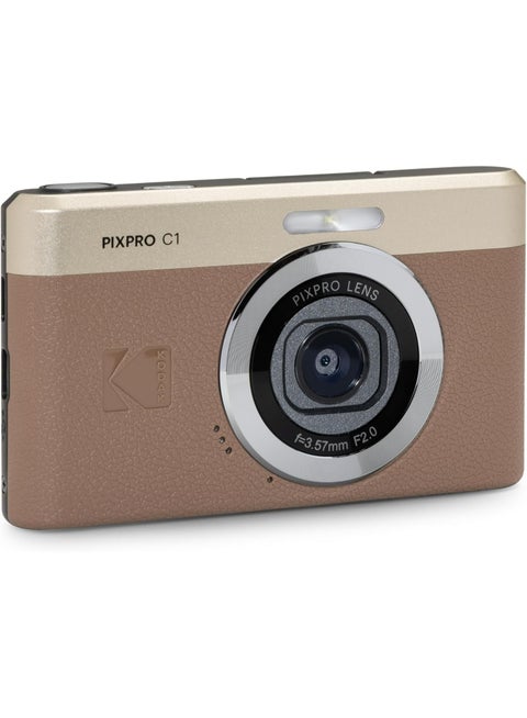 Kodak Pixpro C1 Ultra Compact Digital Camera 13MP BSI CMOS, 4X Zoom, 7.1 cm LCD Screen, LED Flash - Brown