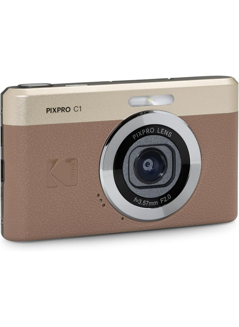 Kodak Pixpro C1 Ultra Compact Digital Camera 13MP BSI CMOS, 4X Zoom, 7.1 cm LCD Screen, LED Flash - Brown