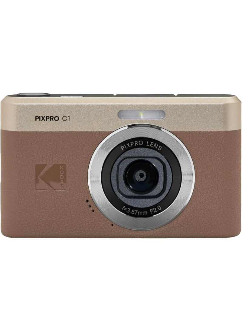 Kodak Pixpro C1 Ultra Compact Digital Camera 13MP BSI CMOS, 4X Zoom, 7.1 cm LCD Screen, LED Flash - Brown