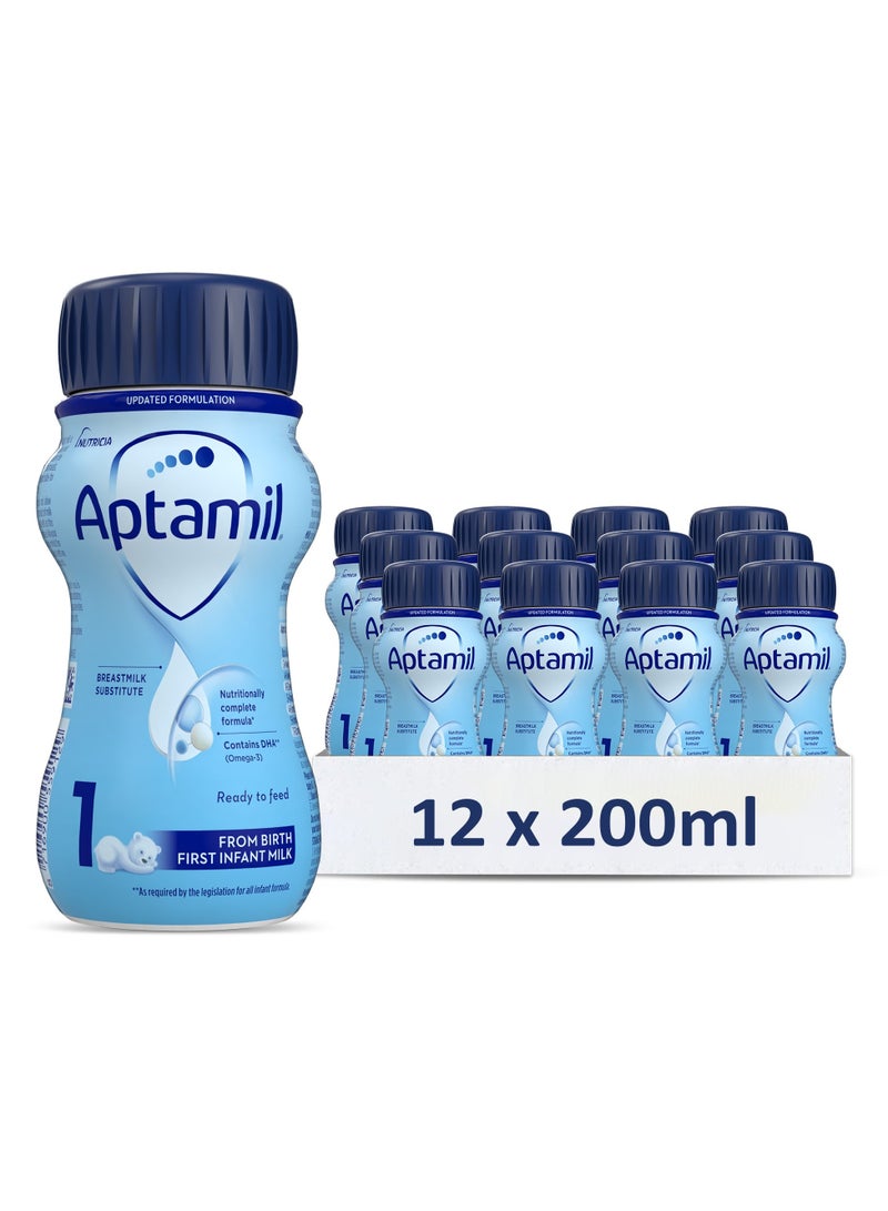 Aptamil First Infant Ready To Feed Milk 0-6 Months Plain 0-6 monthsgrams Pack of 12 - Image 1