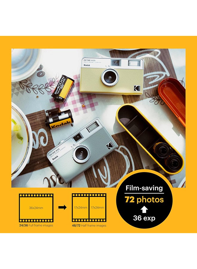KODAK RK0102 EKTAR H35 Half Frame Film Camera, 35mm, Reusable, Focus-Free, Lightweight, Easy-to-Use ,Colour-Brown. (Film & AAA Battery are not Included) - Image 5