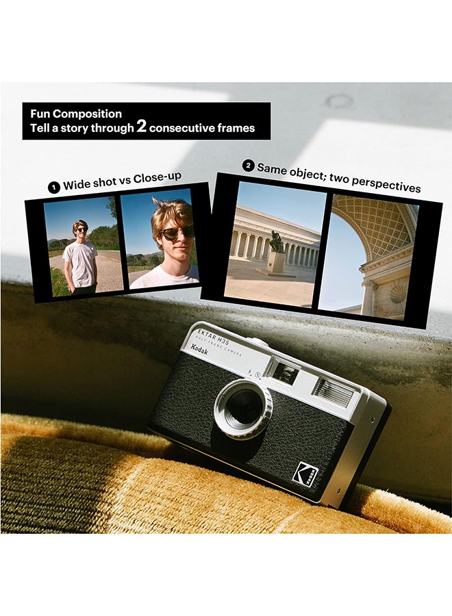 KODAK RK0104 EKTAR H35 Half Frame Film Camera, 35mm, Reusable, Focus-Free, Lightweight, Easy-to-Use ,Colour-Sand. (Film & AAA Battery are not Included) - Image 5