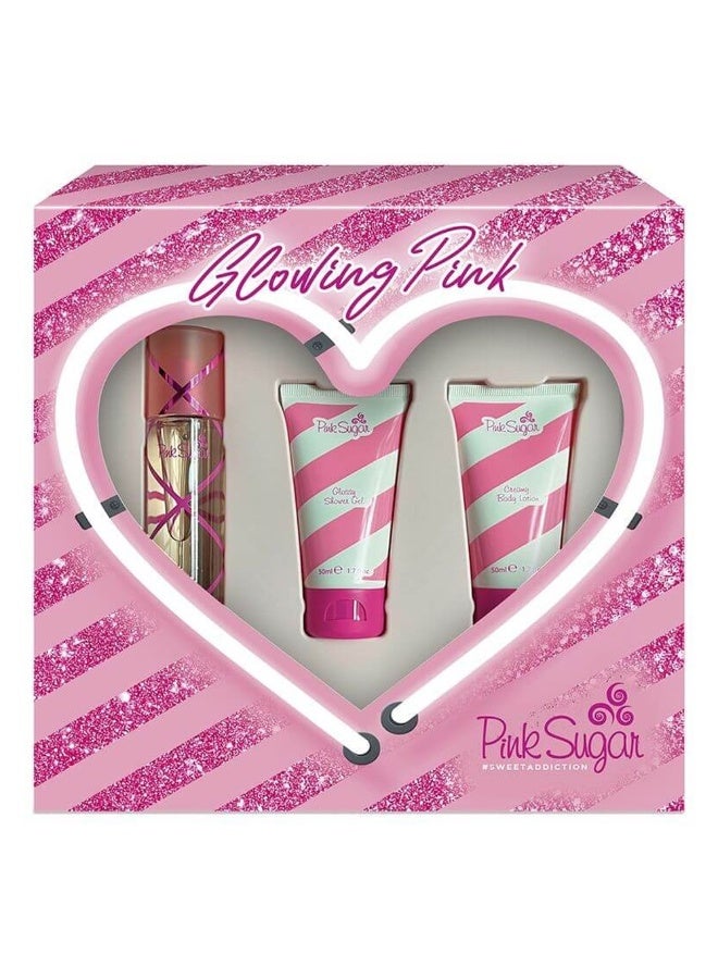Aquolina Pink Sugar Glowing Pink Sweet Addiction (W) Set Edt 50Ml + Bl 50Ml + Sg 50Ml