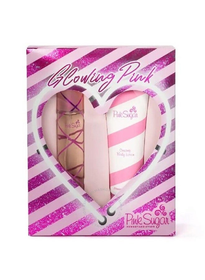 Aquolina Pink Sugar Glowing Pink Sweet Addiction (W) Set Edt 100Ml + Bl 250Ml