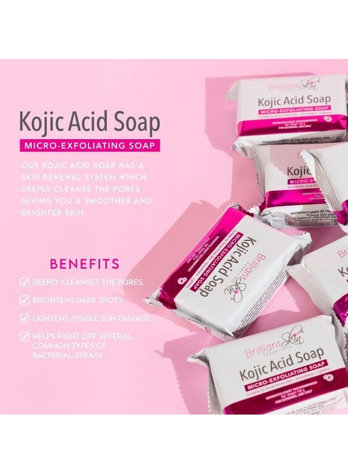 بريليانت سكين إسينشالز Skin Essentials 5 Pieces Kojic Acid Soap Micro- Exfoliating Skin Essentials 135g 135grams - Image 3