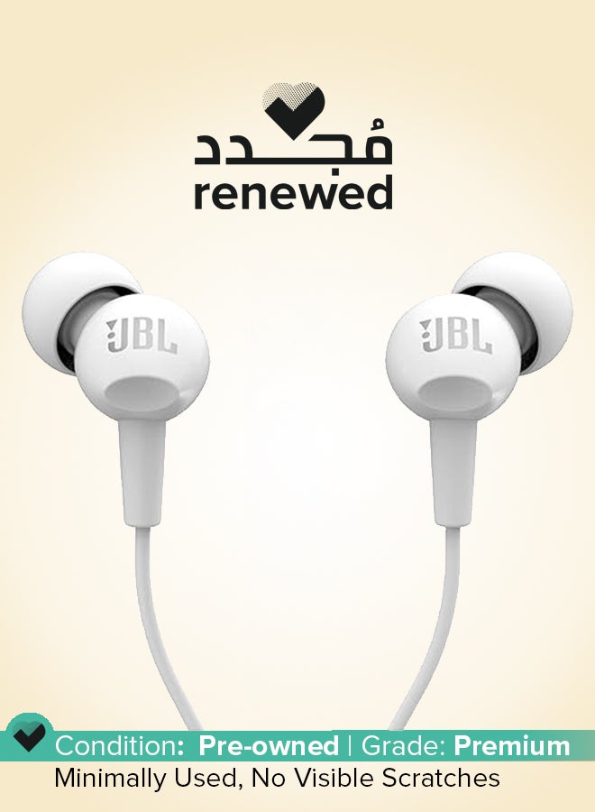 JBL Renewed - C100Si Wired In-Ear Headphones with Mic - White - Image 1