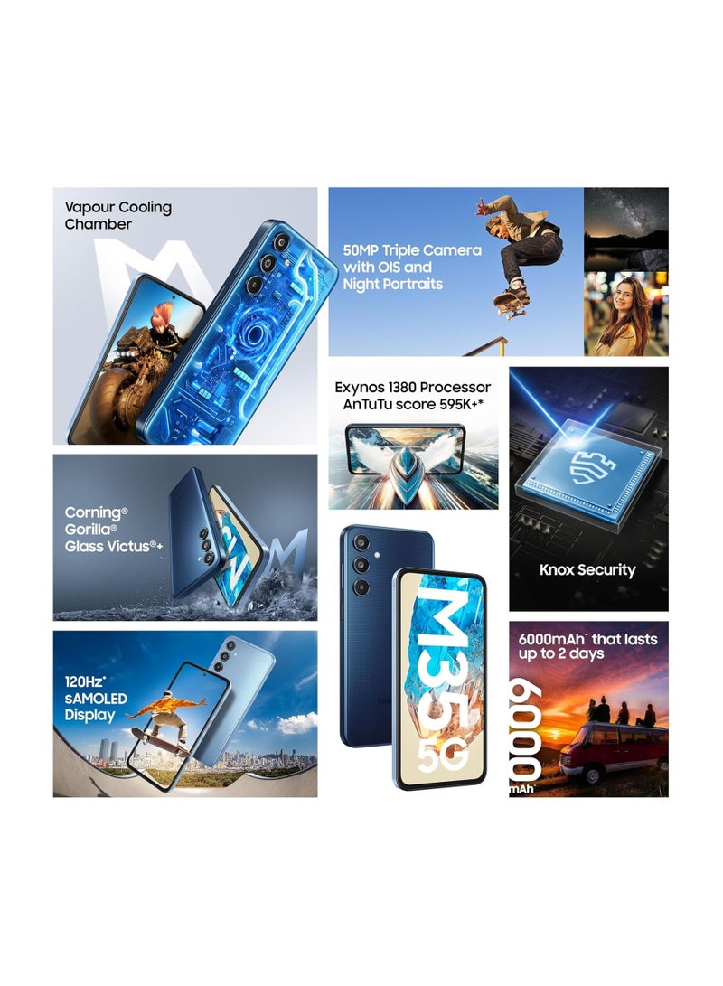 Samsung Galaxy M35 5G (8GB RAM, 128GB Storage) - 120Hz Super AMOLED Display, 6000mAh Battery, Corning Gorilla Glass Victus+, Vapour Cooling, Dual SIM, Factory Unlocked - International Version, Day Break Blue  - Image 5
