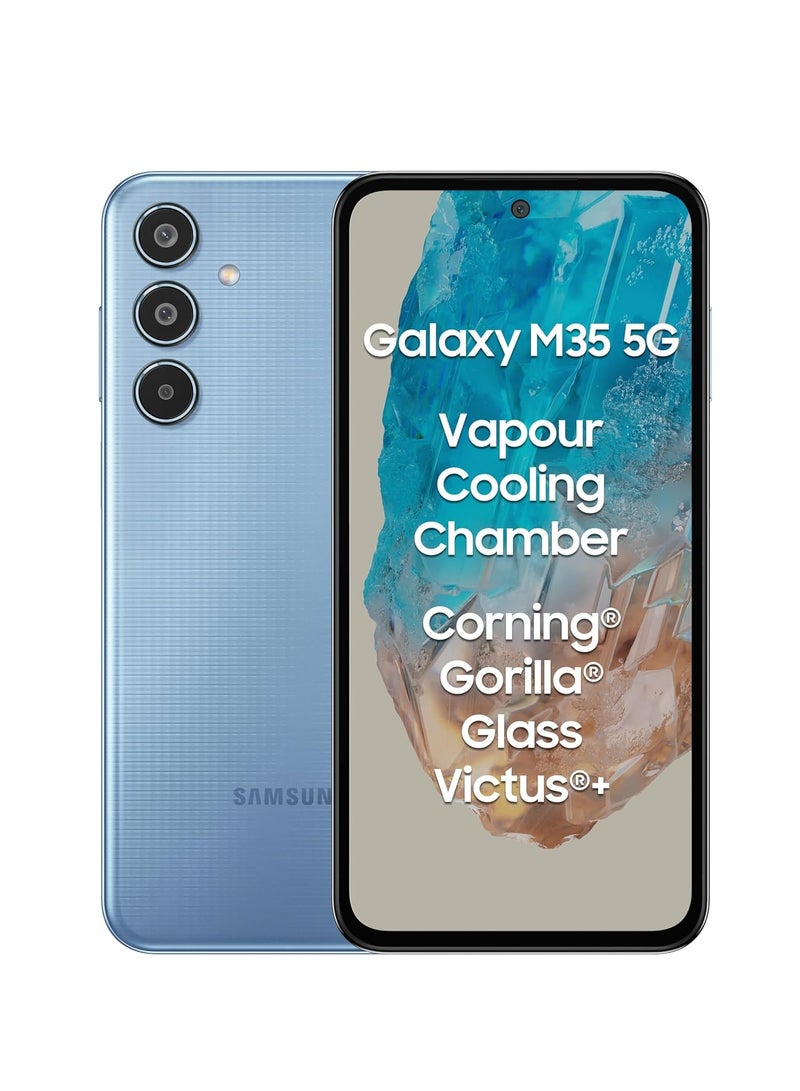 Samsung Galaxy M35 5G (8GB RAM, 128GB Storage) - 120Hz Super AMOLED Display, 6000mAh Battery, Corning Gorilla Glass Victus+, Vapour Cooling, Dual SIM, Factory Unlocked - International Version, Day Break Blue - Image 1