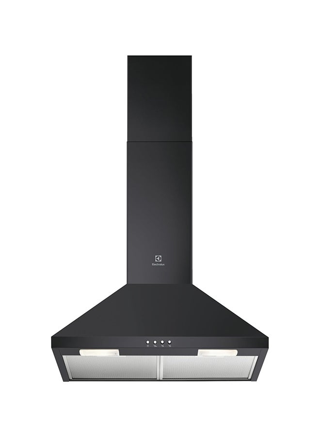الكترولوكس 60CM Chimney Hood with 3 speeds using push button controls, 2 LED Spotlight, 2 vents, Dishwasher Safe Carbon Filter, Black LFC326K Black - Image 1