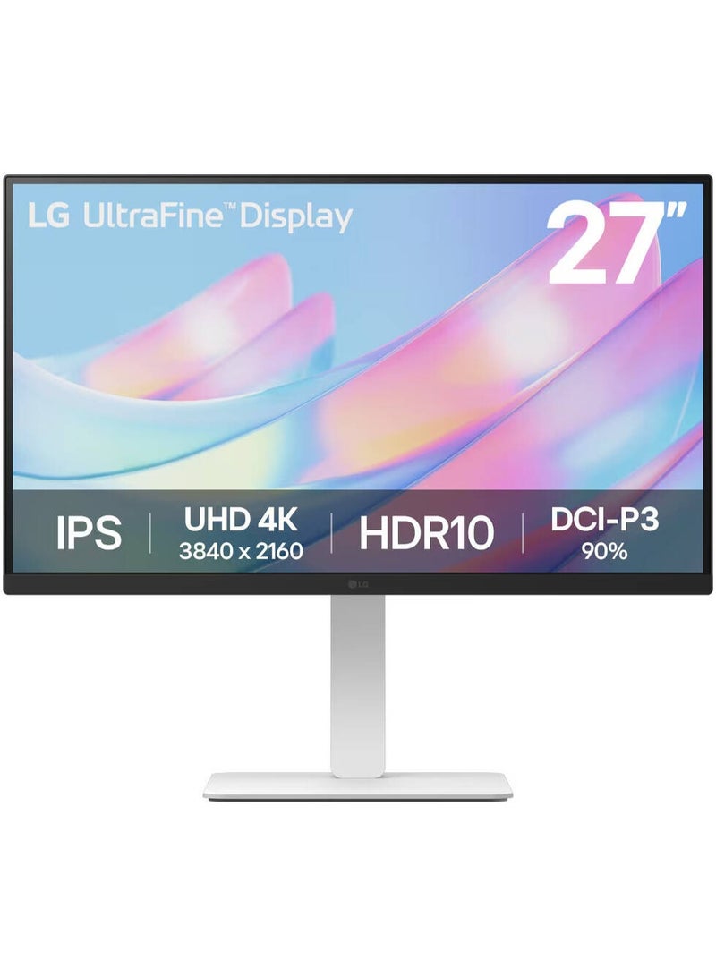 LG 27 inch UltraFine Monitor, IPS Display, 4K UHD Resolution, 60Hz Refresh Rate, 5ms (GtG at Faster) Response Time, 1.07b Color Display, Dynamic Action Sync, 27US550-W White - Image 1
