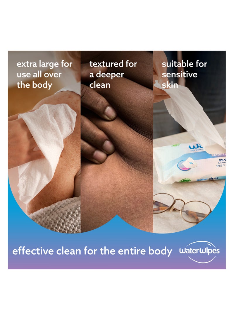 ووتر وايبس Adult Care Sensitive Wipes Extra Large, Water-Based Wet Wipe, Designed for All Over Cleansing - Image 5