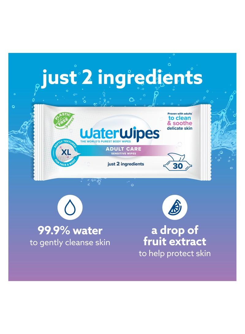 ووتر وايبس Adult Care Sensitive Wipes Extra Large, Water-Based Wet Wipe, Designed for All Over Cleansing - Image 2