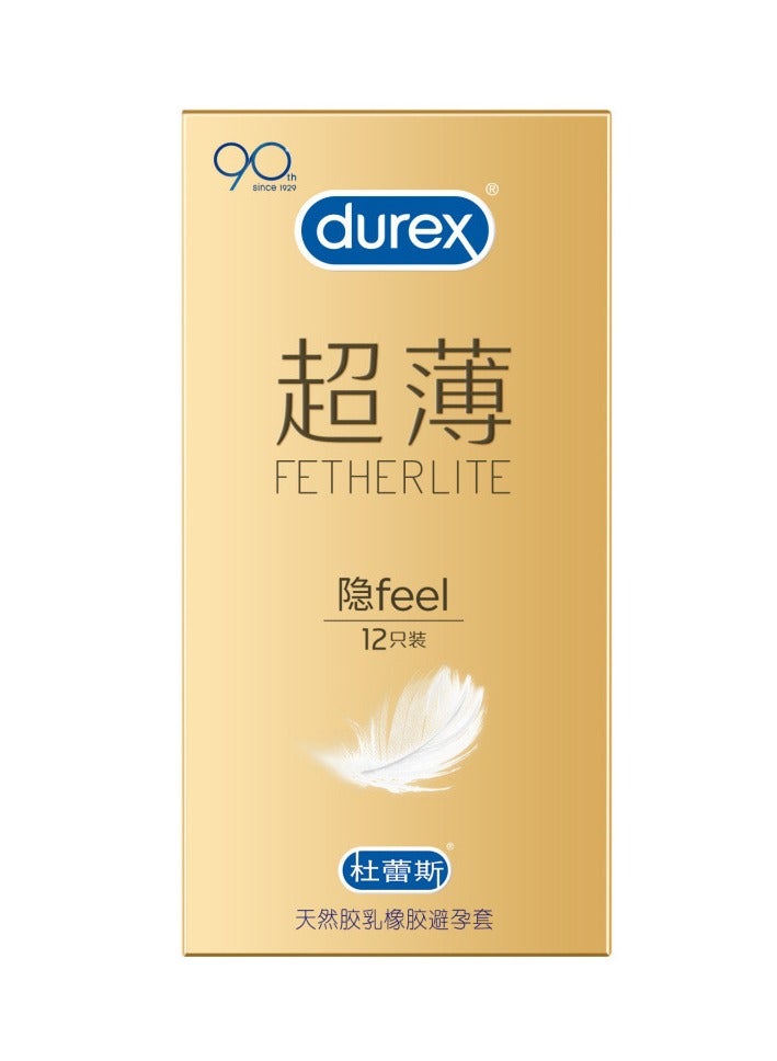Durex Featherlite Ultra Thin Condoms 0.045mm Latex, 52mm Fit, 30% Extra Lubricant – 12 Pack​ - Image 1