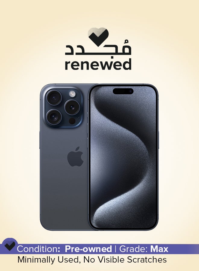 ابل  Renewed - iPhone 15 Pro 512GB Blue Titanium 5G With Facetime - Physical Dual SIM Version - Image 1