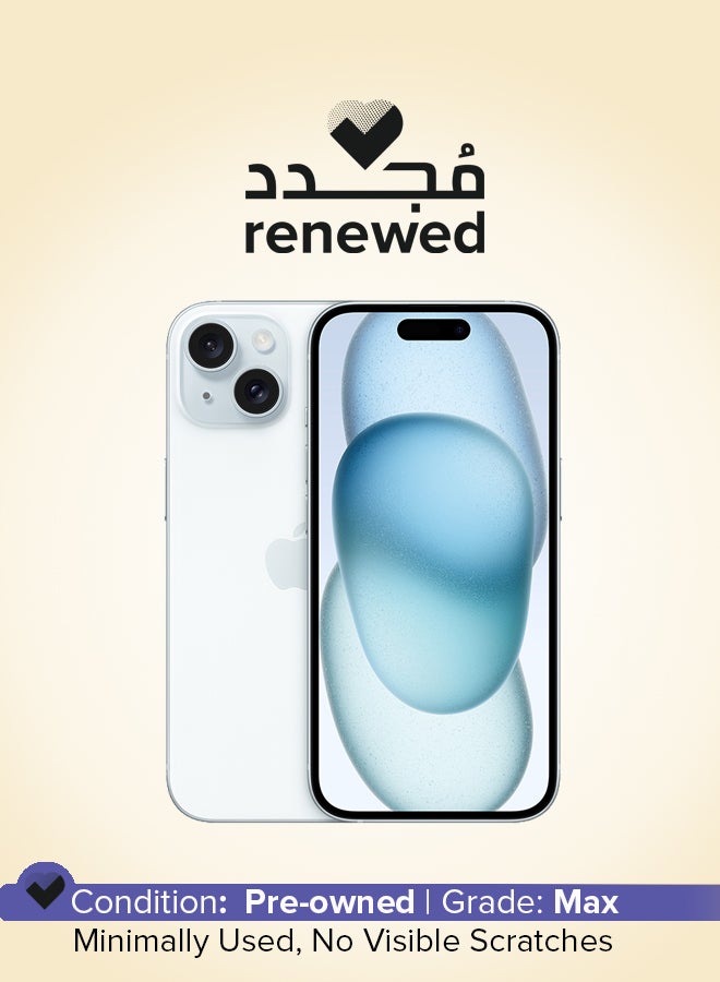 ابل  Renewed - iPhone 15 Physical Dual Sim With FaceTime 256GB Blue 5G - Image 1