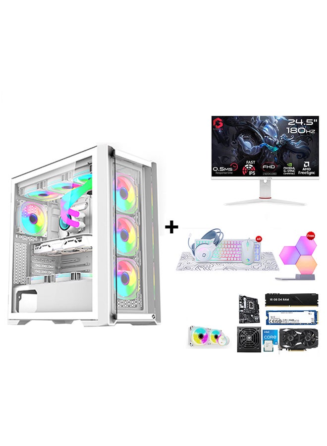 GameOn Gaming PC With Intel Core i5 12400F Processor/16GB RAM DDR5/1TB SSD/Nvidia GeForce  RTX 3050 Graphics/Windows 10 Pro+180Hz 24.5 Inch Monito+RGB Keyboard+Mouse+Headset+Mousepad White  - Image 1