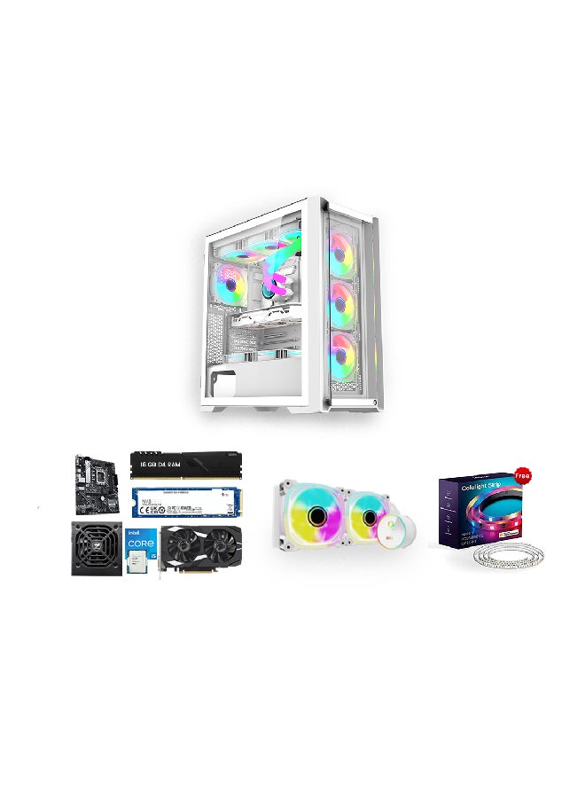GameOn Gaming PC With Intel Core i5 12400F Processor/16GB RAM DDR5/1TB SSD/Nvidia GeForce  RTX 3050 Graphics/Windows 10 Pro+180Hz 24.5 Inch Monitor+RGB Keyboard+Mouse+Headset+Mousepad White - Image 2